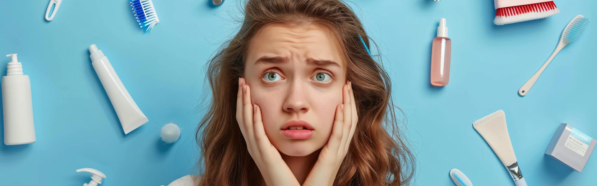 clarity-woman-with-her-eyes-closed-blue-background-with-sign-that-says-no
